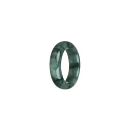 Certified Green With Dark Green Patterns Burma Jade Ring - US 8.5