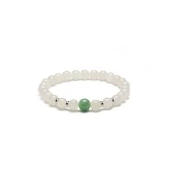 Aura Snow Jade Bracelet With Burmese Green Jade