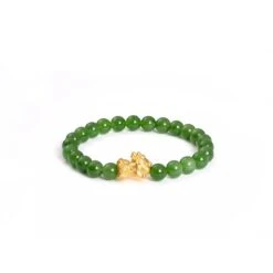 Emerald Baby Pixiu Bracelet With Green Nephrite Jade