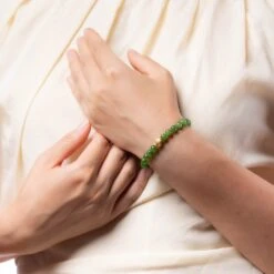 Prosperity Fish Jade Bracelet With 24ct Gold -Jayde Jewelry Outlet Green Jade Bracelet 24K Fish 81030031