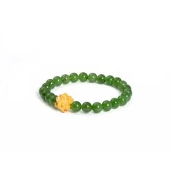 Jade Lotus Bracelet With 24K Pure Gold
