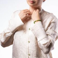 Jade Lotus Bracelet With 24K Pure Gold -Jayde Jewelry Outlet Green Jade Bracelet 24K Lotus 81030026 4