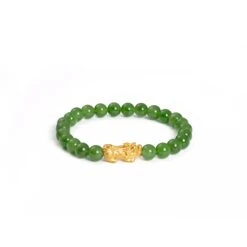 Fortune Pixiu Jade Bracelet With 24 Karat Gold