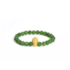 Golden Zodiac Guardian Jade Bracelet With 24K Gold Charms