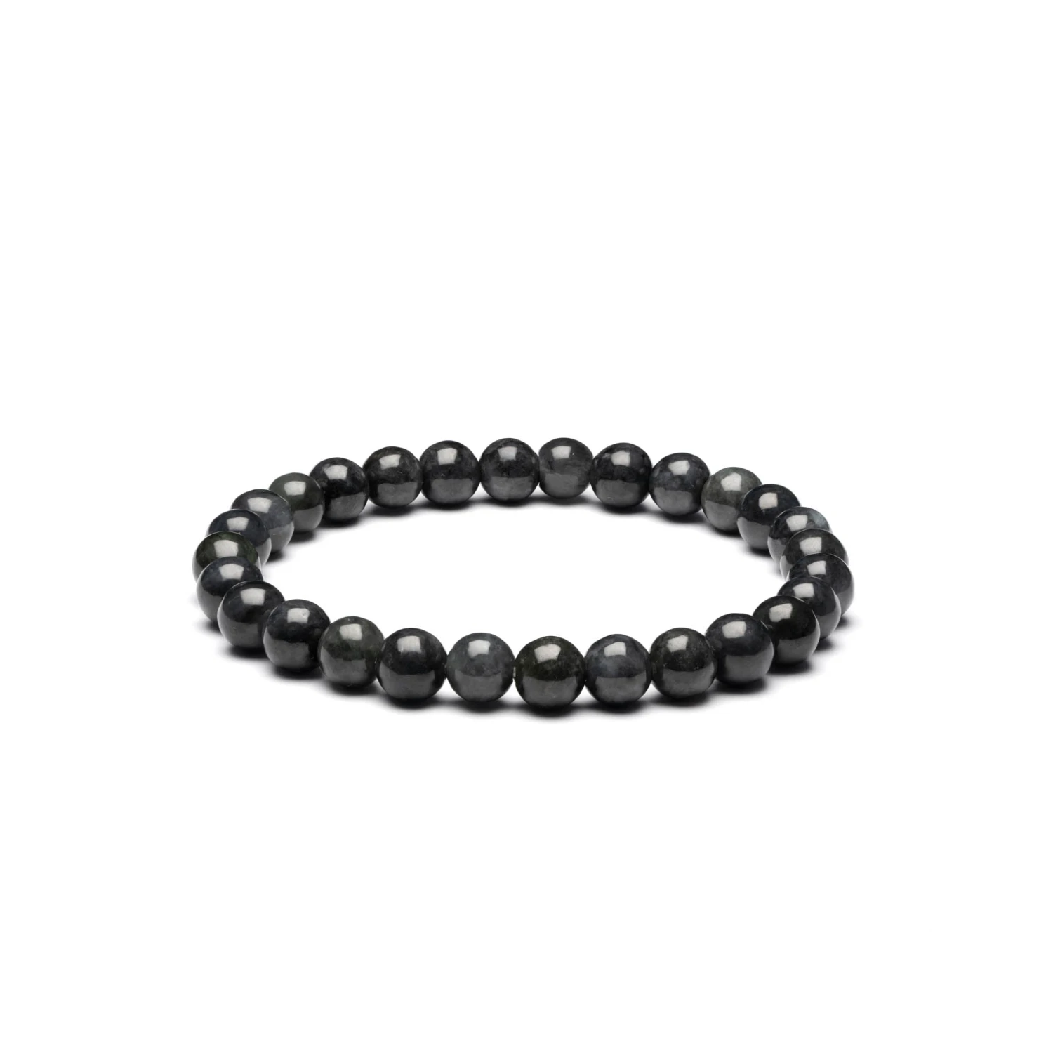 Small Grey And Black Jadeite Jade Bead Bracelet - 7mm 3 Small Grey And Black Jadeite Jade Bead Bracelet - 7mm