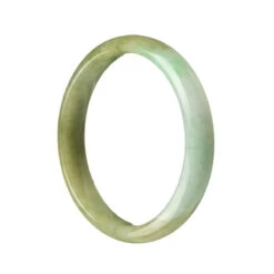 Real Grade A Green Brownish Green Traditional Jade Bangle - 59mm Half Moon