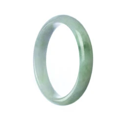 Authentic Natural Pale Green Traditional Jade Bangle - 57mm Half Moon