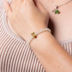 Golden Zodiac Protector Bracelet With 999 Pure Gold Charms 12 Golden Zodiac Protector Bracelet With 999 Pure Gold Charms -Jayde Jewelry Outlet White Jade Bracelet 24K Zodiac Protector 81030025 6